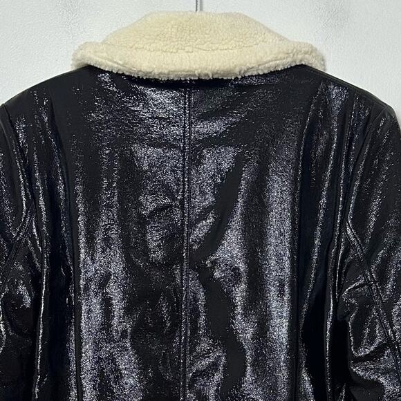 Jonathan Simkhai Vegan Leather Sherpa Aviator Bomber Jacket Women’s XS Black - Picture 7 of 16